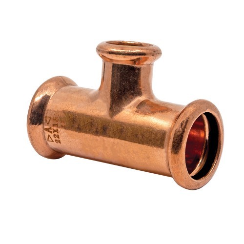 35mm x 35mm x 28mm Copper Press Fit Branch Tee (M Press)