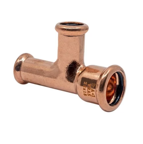 28mm x 22mm x 22mm Copper Press Fit Reducing Tee (M Press)