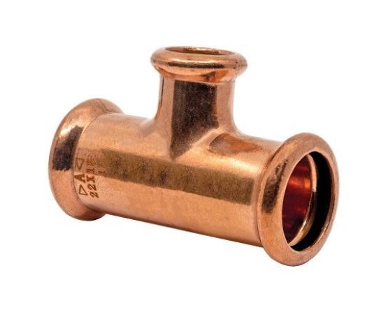 35mm x 35mm x 15mm Copper Press Fit Branch Tee (M Press)