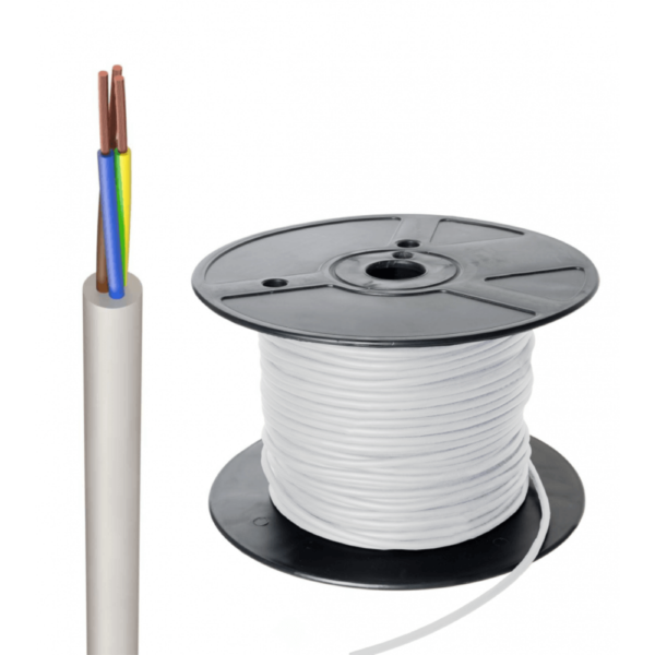 1.5mm² 3 Core PVC Round Flexible Cable (White 3183Y)